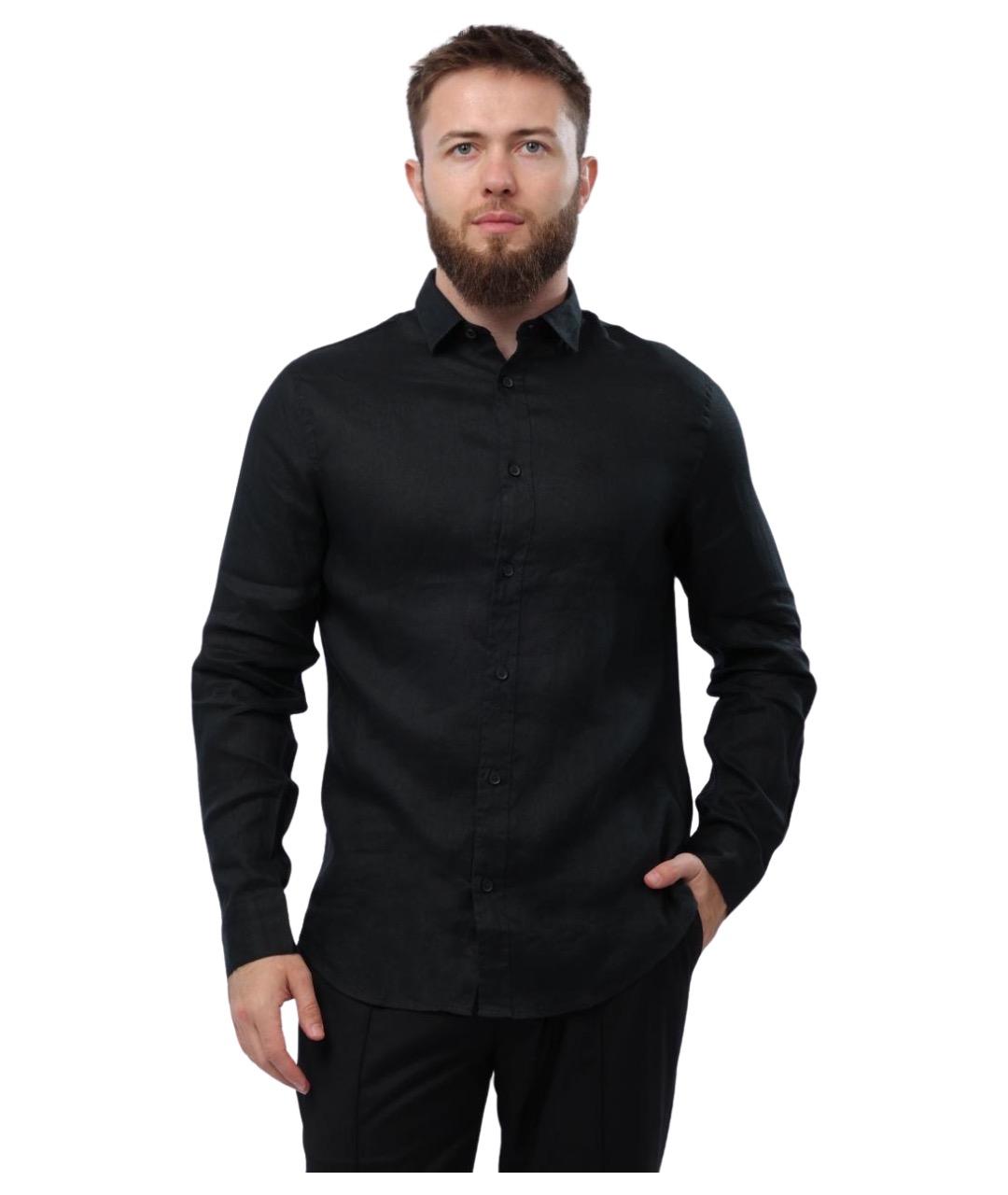 ARMANI EXCHANGE Черная льняная кэжуал рубашка, фото 1