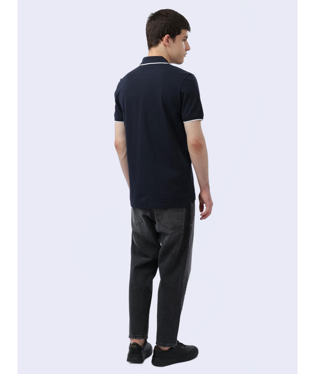 HUGO Синее хлопковое поло с коротким рукавом, фото 6