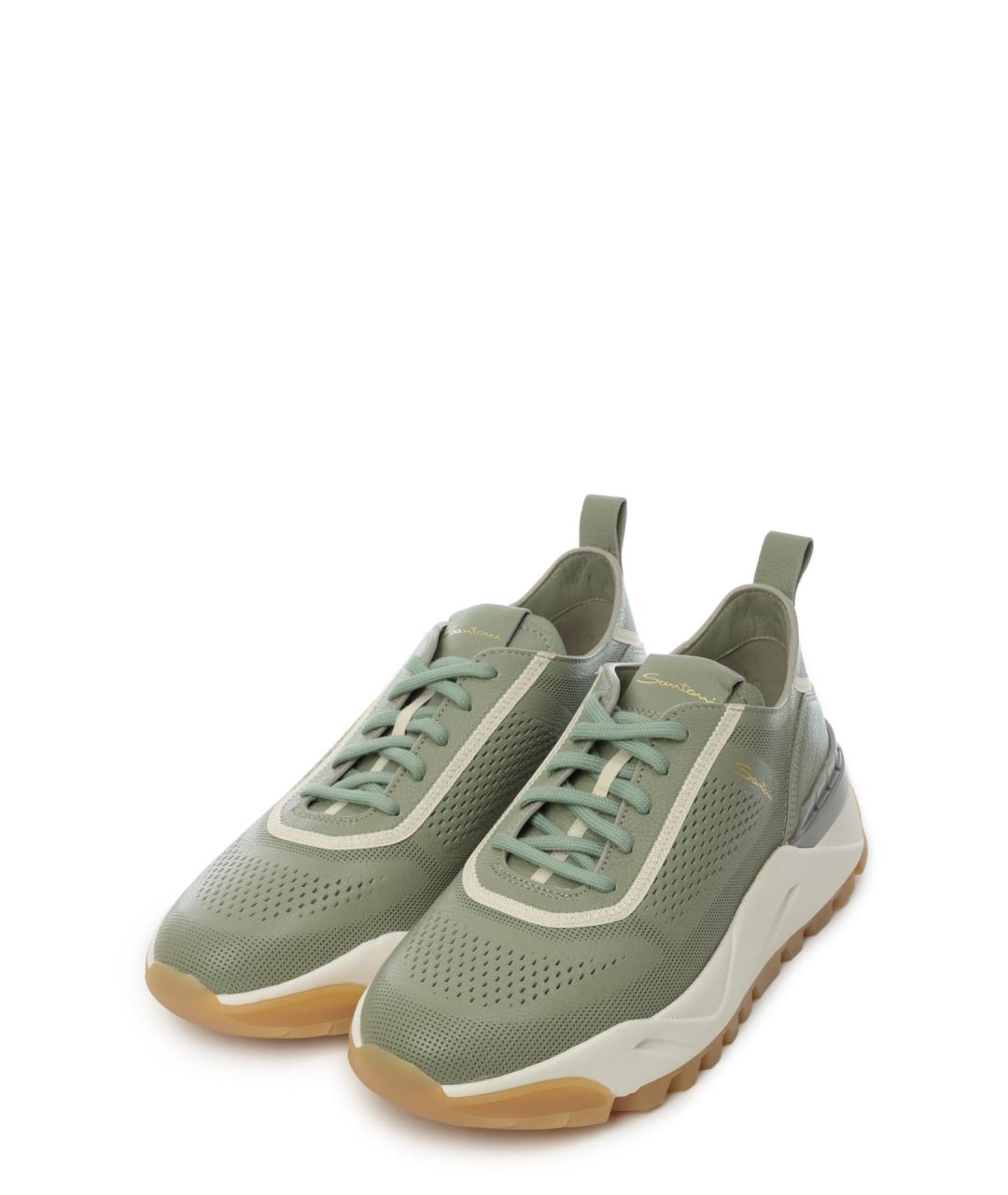 SANTONI Зеленые кроссовки, фото 2