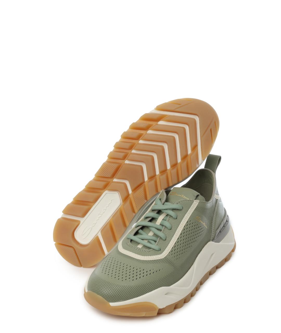 SANTONI Зеленые кроссовки, фото 4