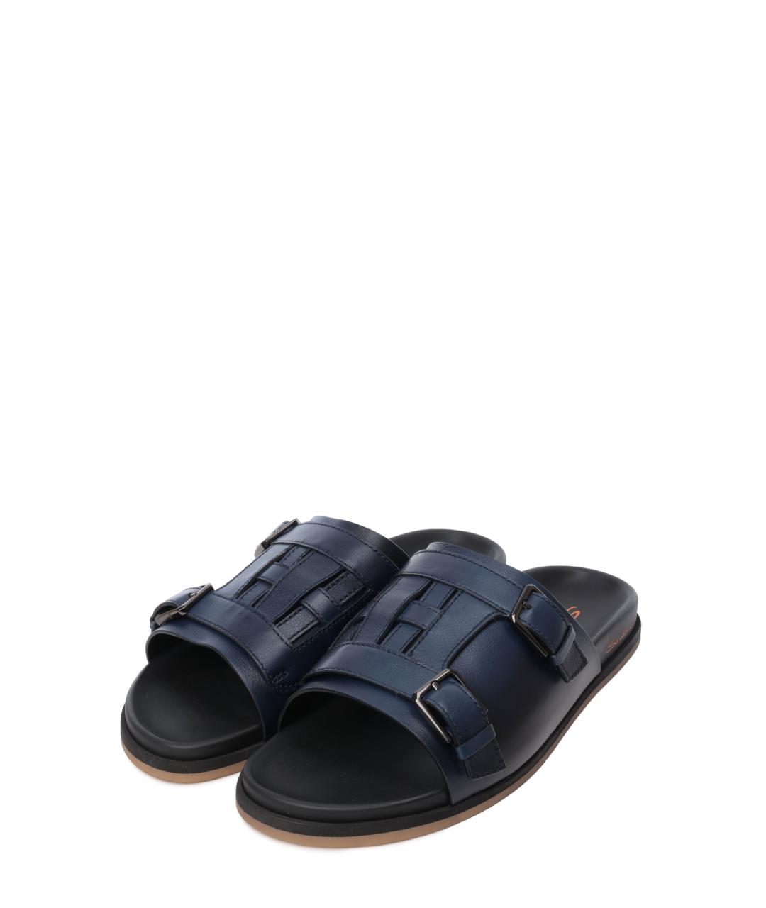 SANTONI Синие кожаные шлепанцы, фото 2