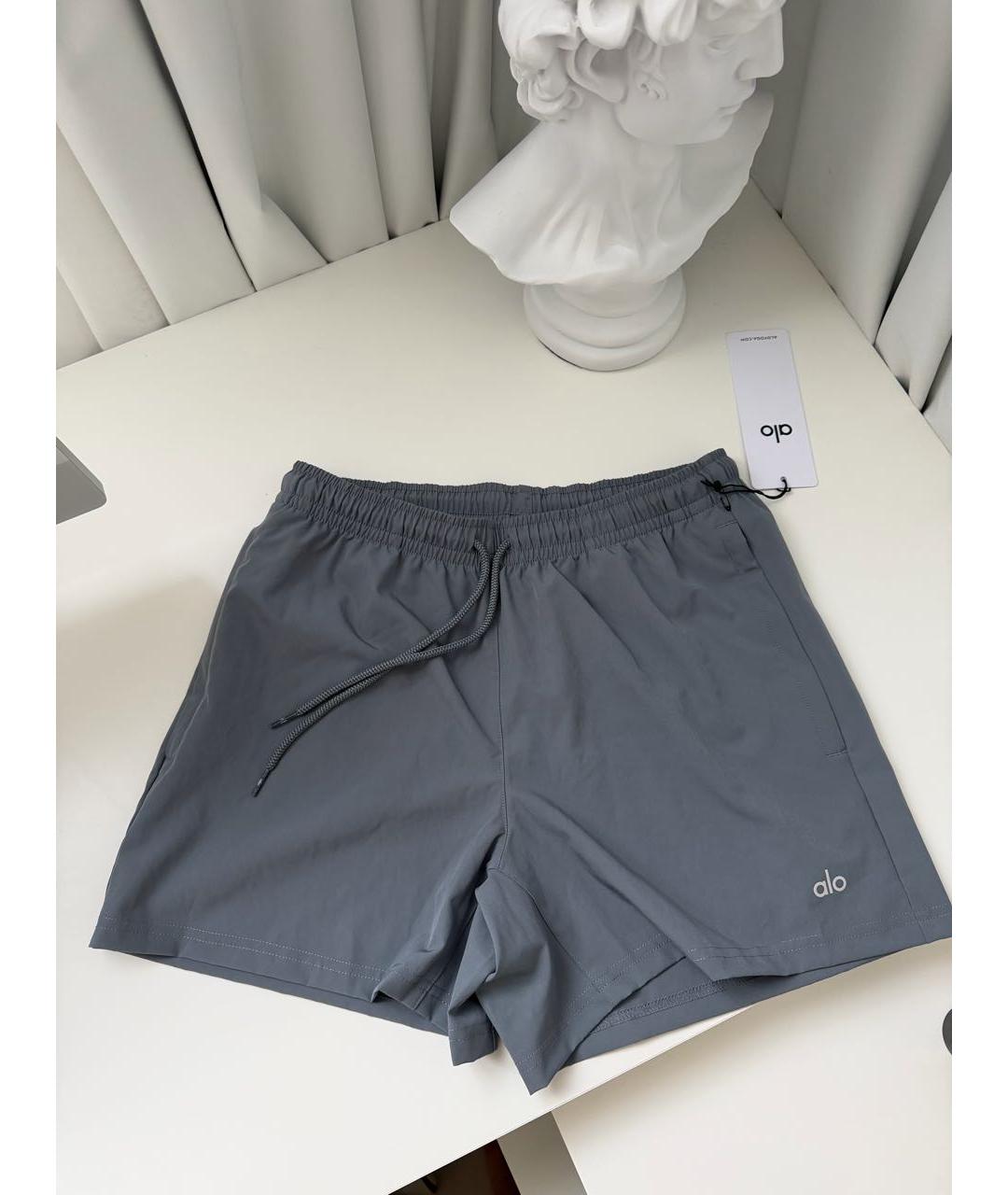 ALO YOGA Антрацитовые синтетические шорты, фото 4