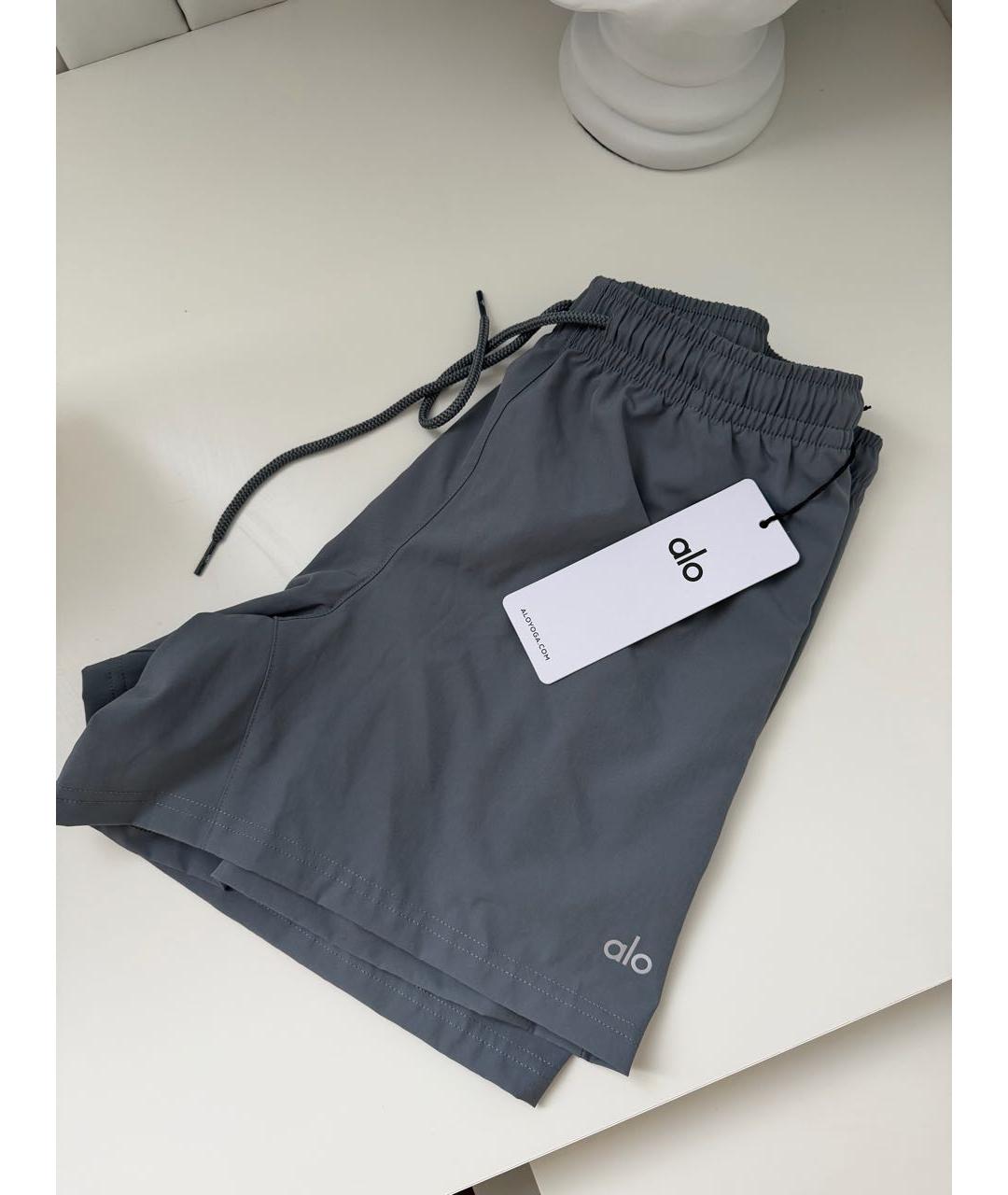 ALO YOGA Антрацитовые синтетические шорты, фото 3