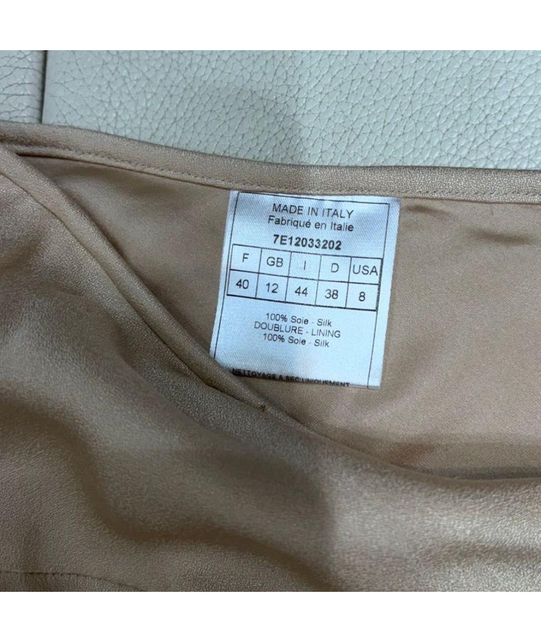 CHRISTIAN DIOR Бежевая шелковая юбка миди, фото 4