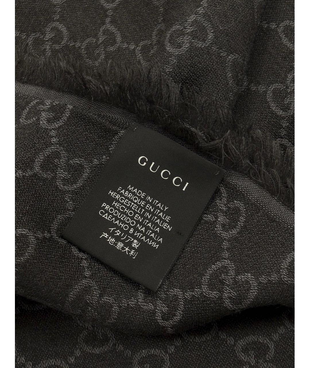 GUCCI Серый шерстяной платок, фото 2