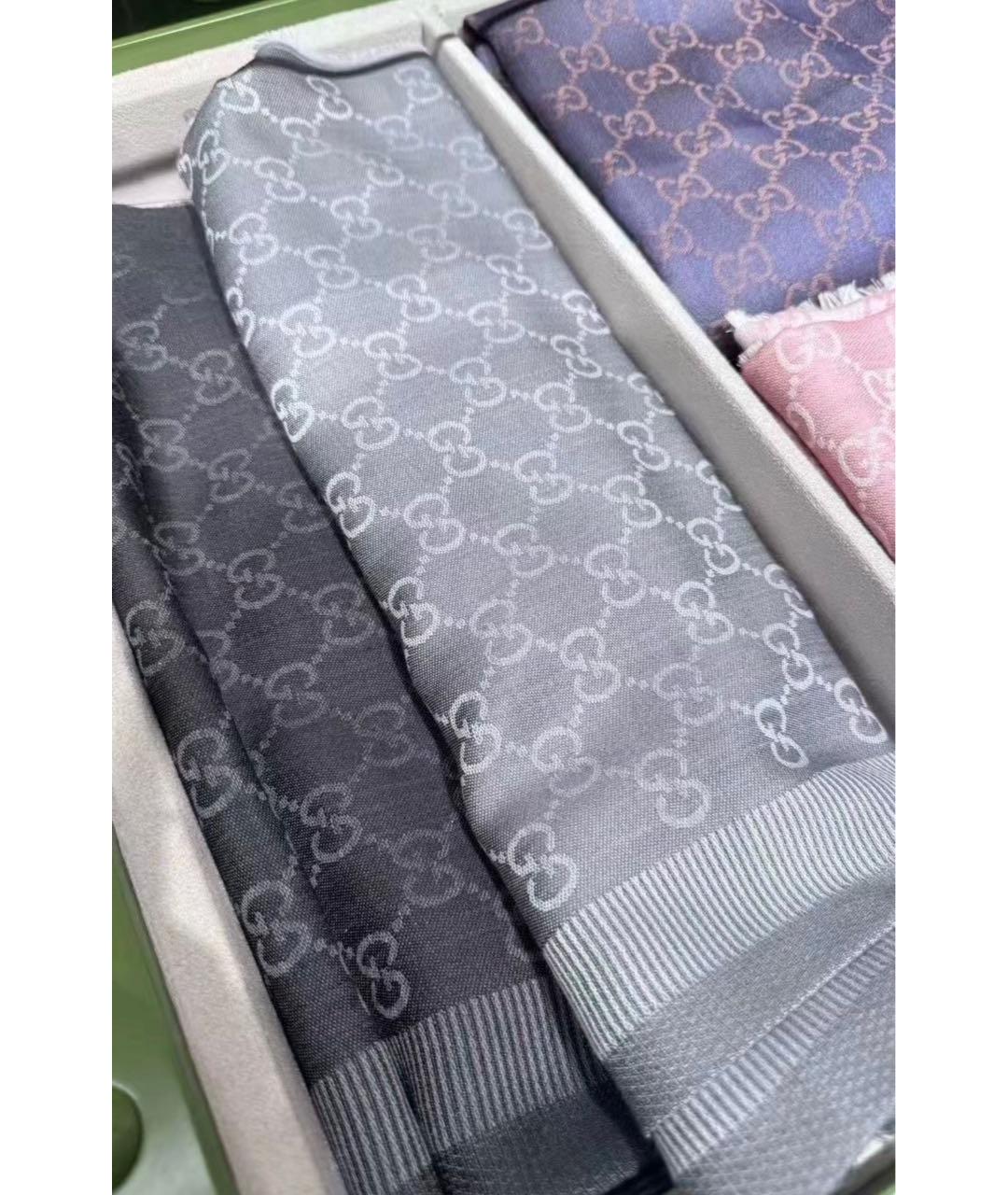 GUCCI Серый шерстяной платок, фото 6