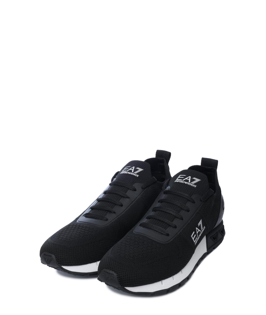 EA7 Черные текстильные низкие кроссовки / кеды, фото 2
