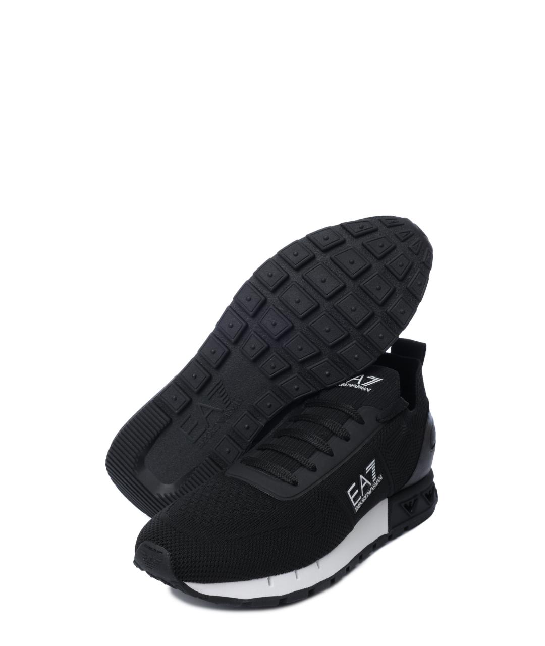 EA7 Черные текстильные низкие кроссовки / кеды, фото 4