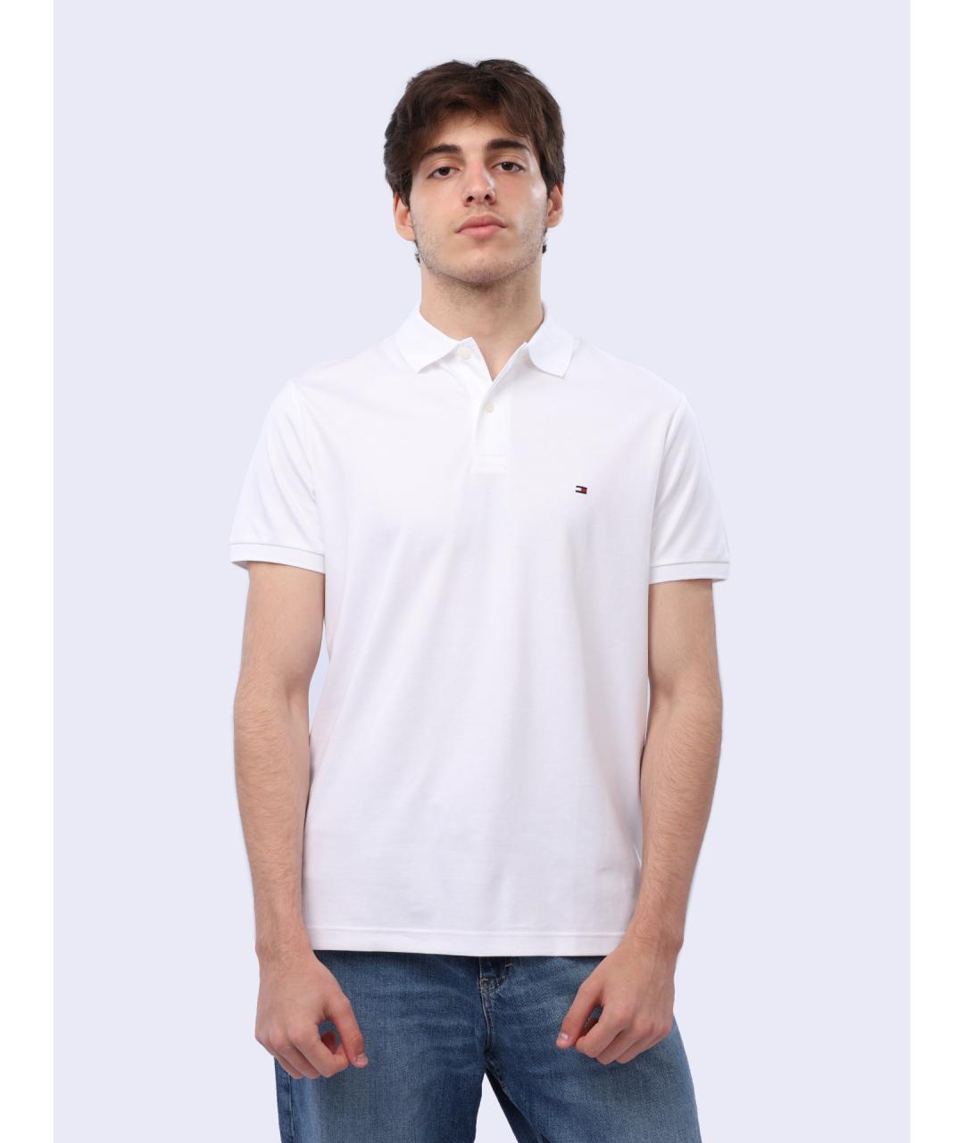 TOMMY HILFIGER Белое хлопковое поло с коротким рукавом, фото 5
