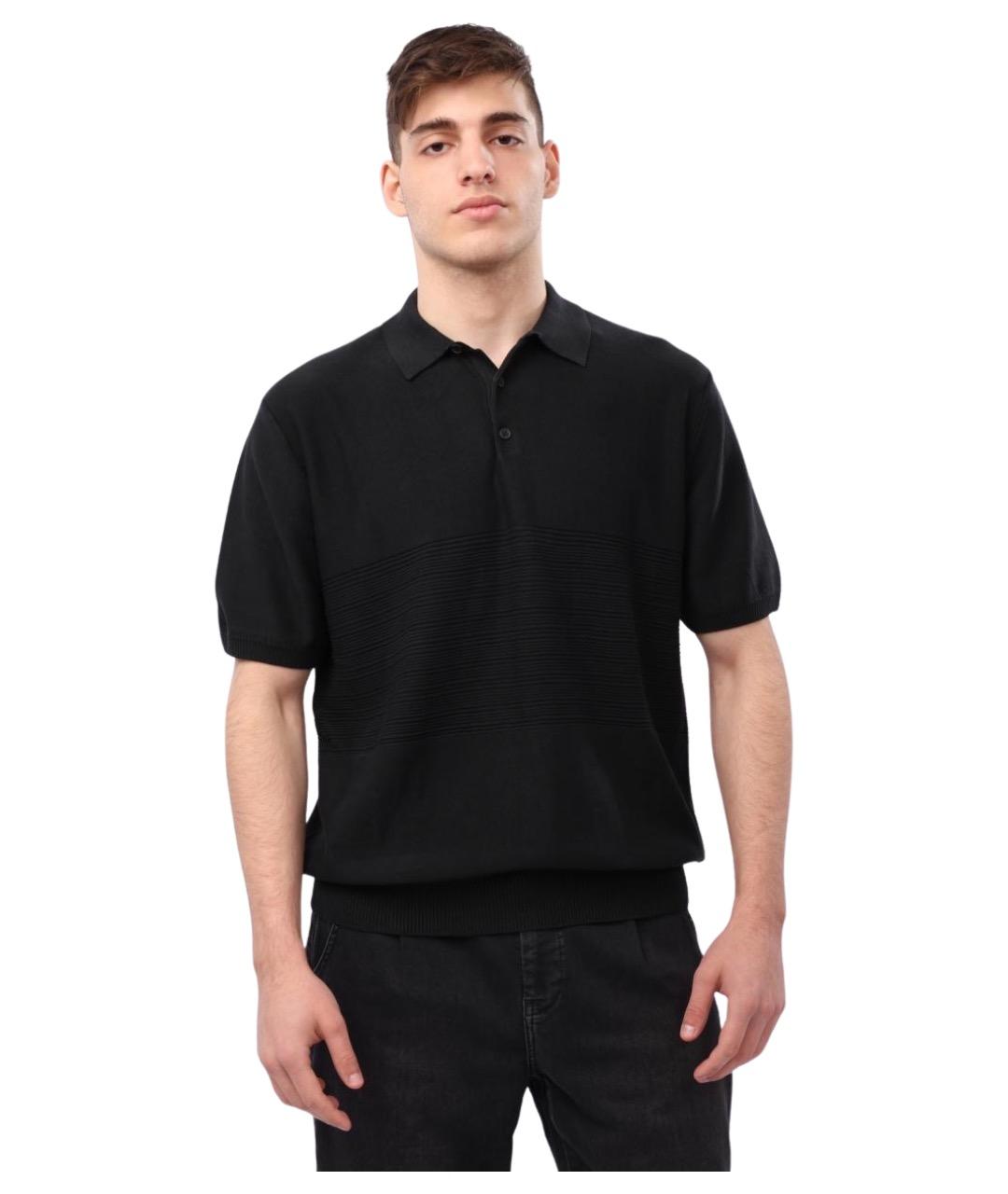 ARMANI EXCHANGE Черное хлопковое поло с коротким рукавом, фото 1