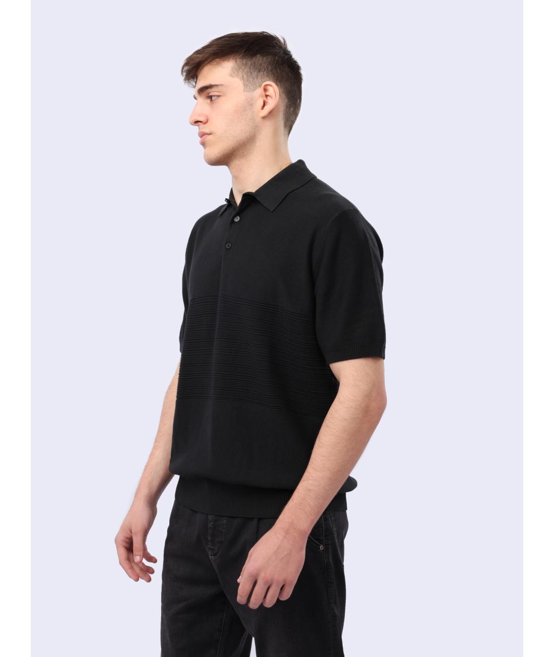 ARMANI EXCHANGE Черное хлопковое поло с коротким рукавом, фото 3