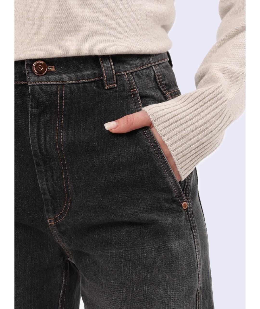 BRUNELLO CUCINELLI Серые хлопковые прямые джинсы, фото 5