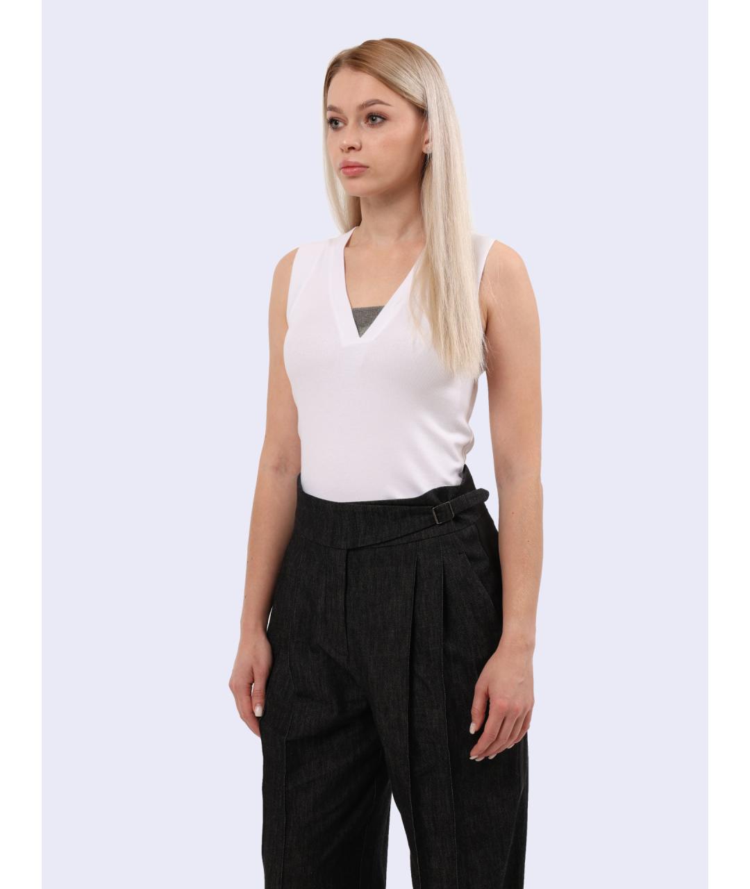 BRUNELLO CUCINELLI Белая хлопковая майка, фото 3