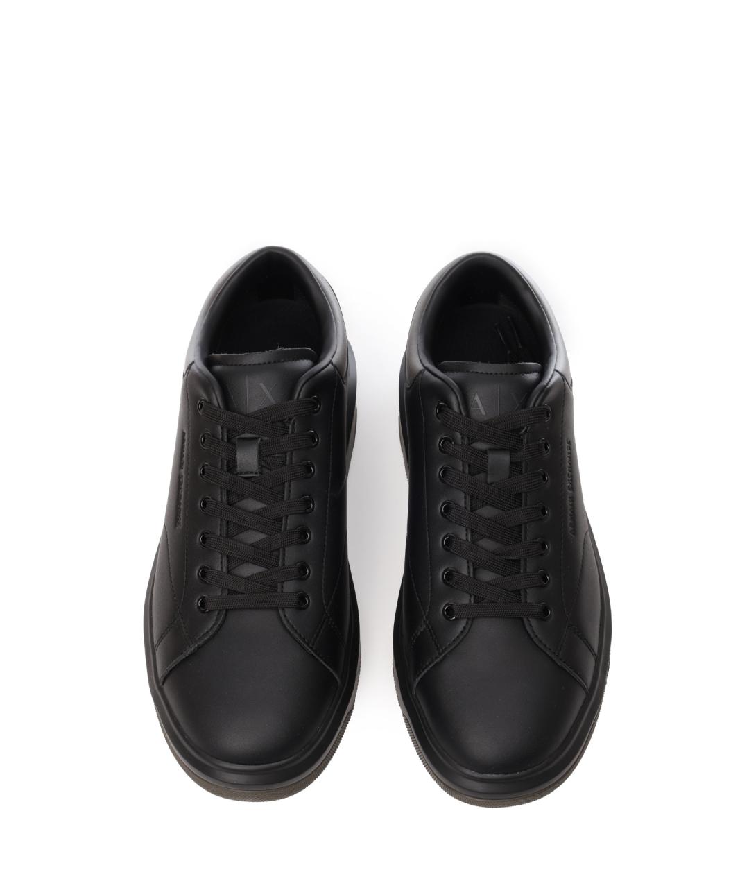 ARMANI EXCHANGE Черные кожаные низкие кроссовки / кеды, фото 5