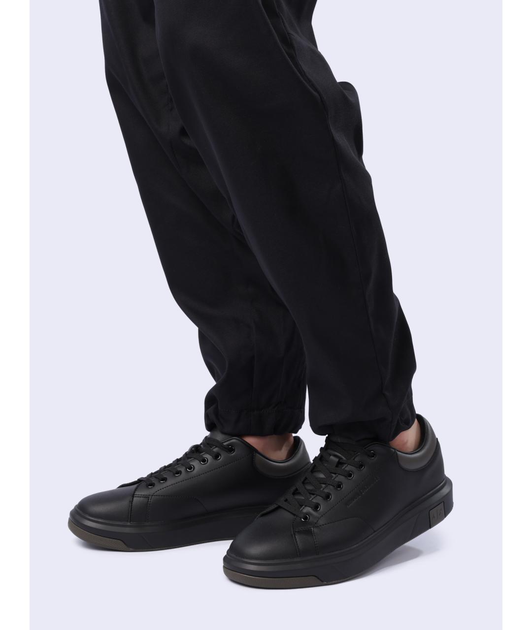 ARMANI EXCHANGE Черные кожаные низкие кроссовки / кеды, фото 7