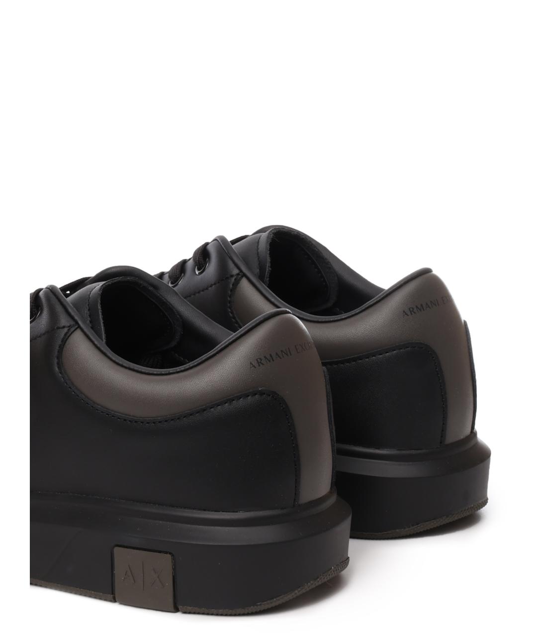 ARMANI EXCHANGE Черные кожаные низкие кроссовки / кеды, фото 6
