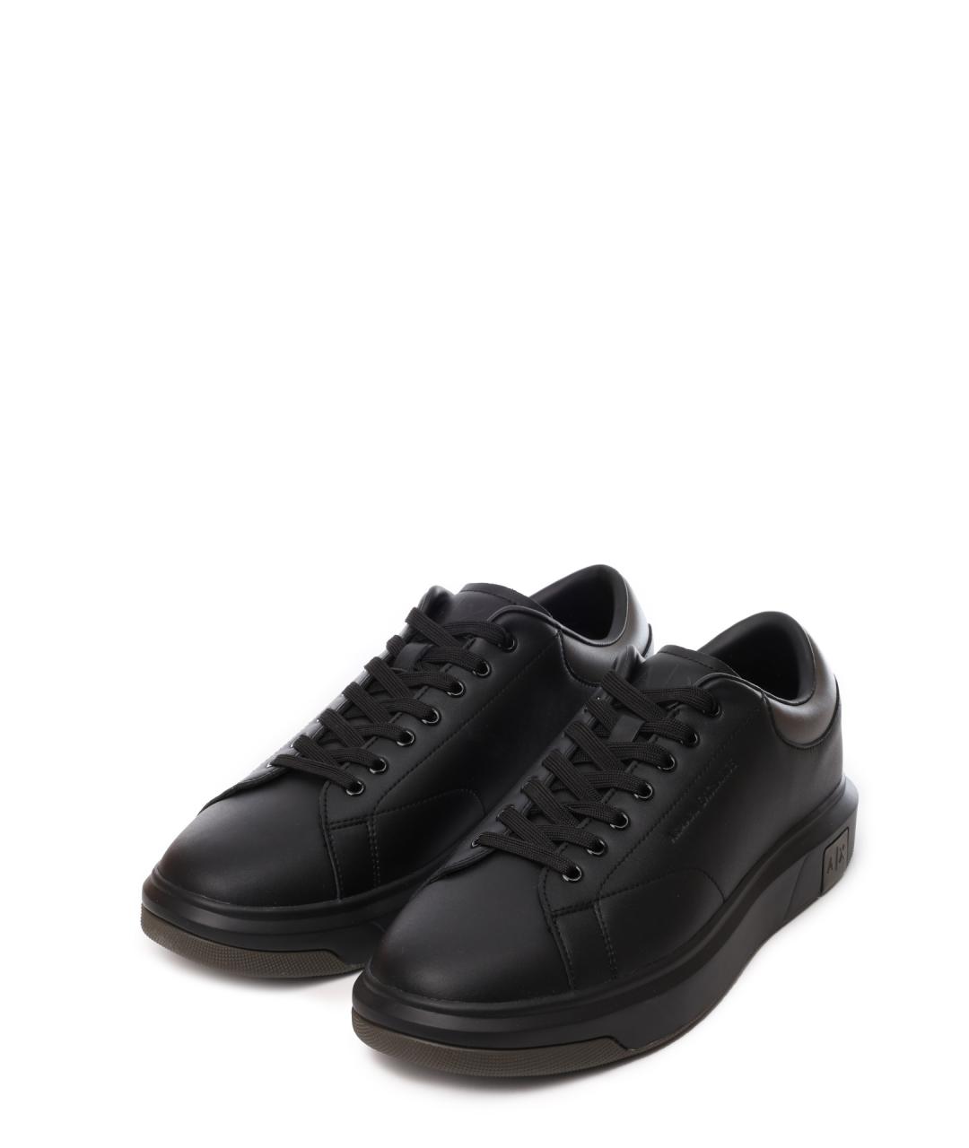 ARMANI EXCHANGE Черные кожаные низкие кроссовки / кеды, фото 2