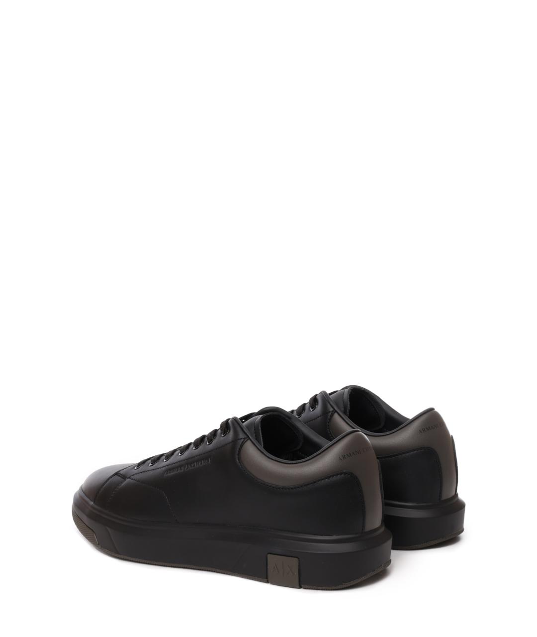 ARMANI EXCHANGE Черные кожаные низкие кроссовки / кеды, фото 3