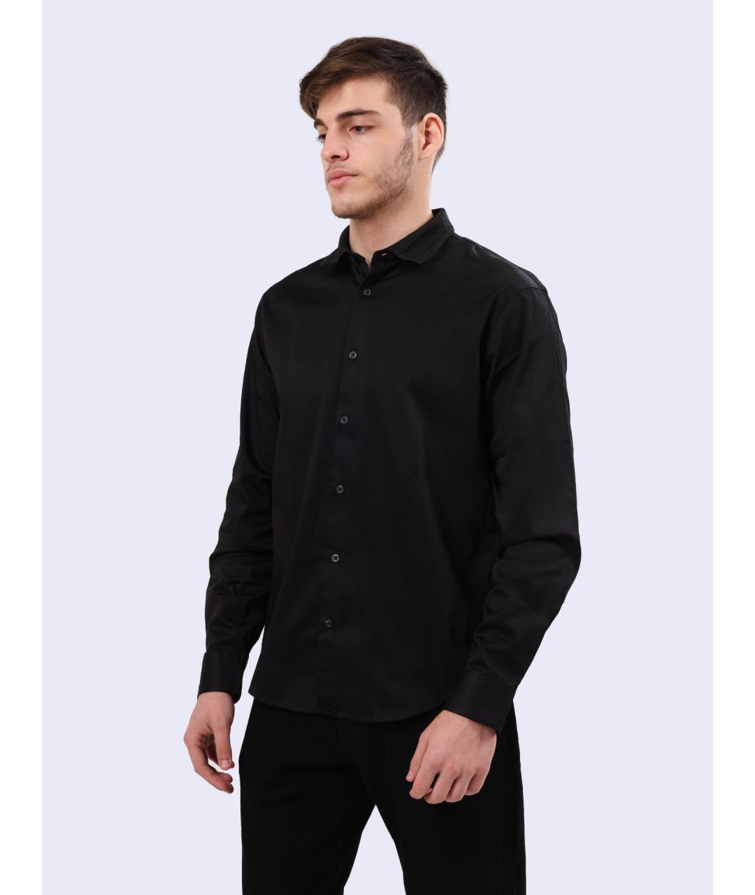 ARMANI EXCHANGE Черная хлопковая кэжуал рубашка, фото 3