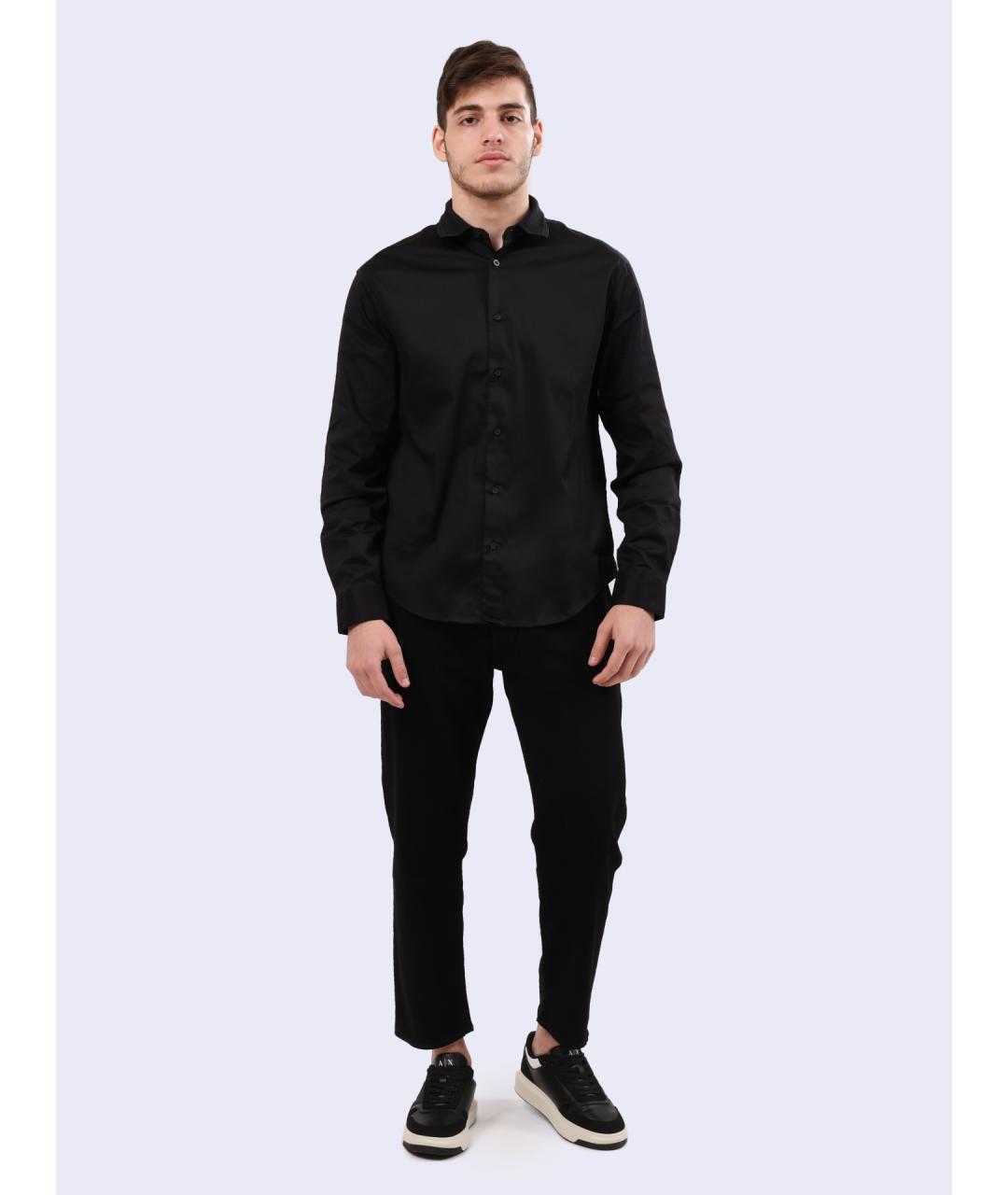 ARMANI EXCHANGE Черная хлопковая кэжуал рубашка, фото 2