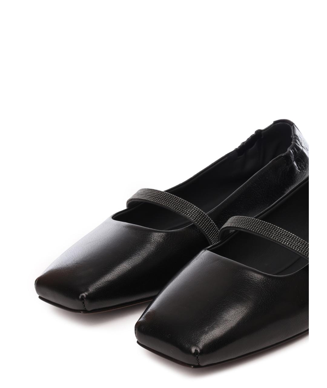 BRUNELLO CUCINELLI Черные кожаные балетки, фото 7