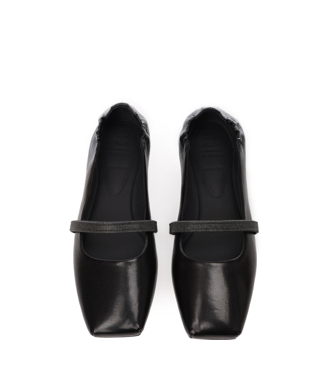 BRUNELLO CUCINELLI Черные кожаные балетки, фото 6