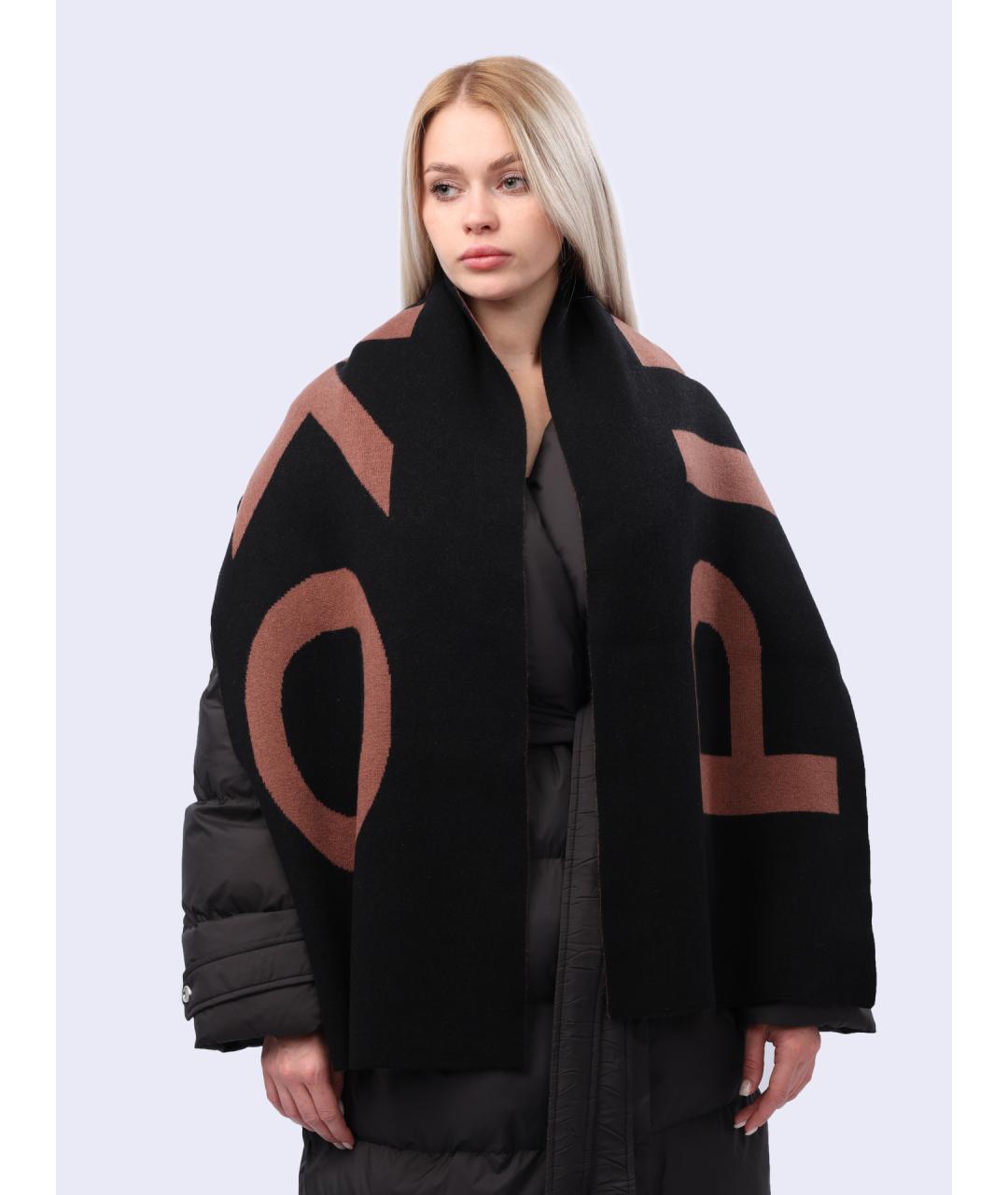 PINKO Черный шерстяной шарф, фото 2