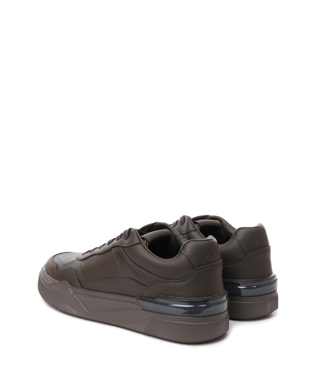 ARMANI EXCHANGE Хаки низкие кроссовки / кеды из искусственной кожи, фото 3