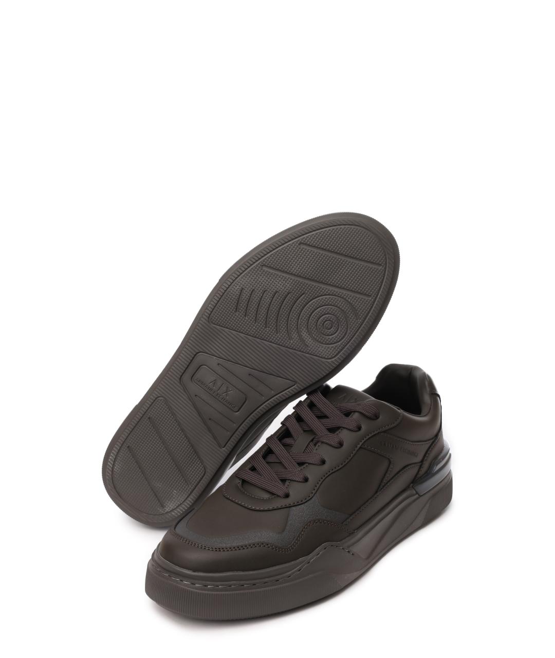 ARMANI EXCHANGE Хаки низкие кроссовки / кеды из искусственной кожи, фото 4