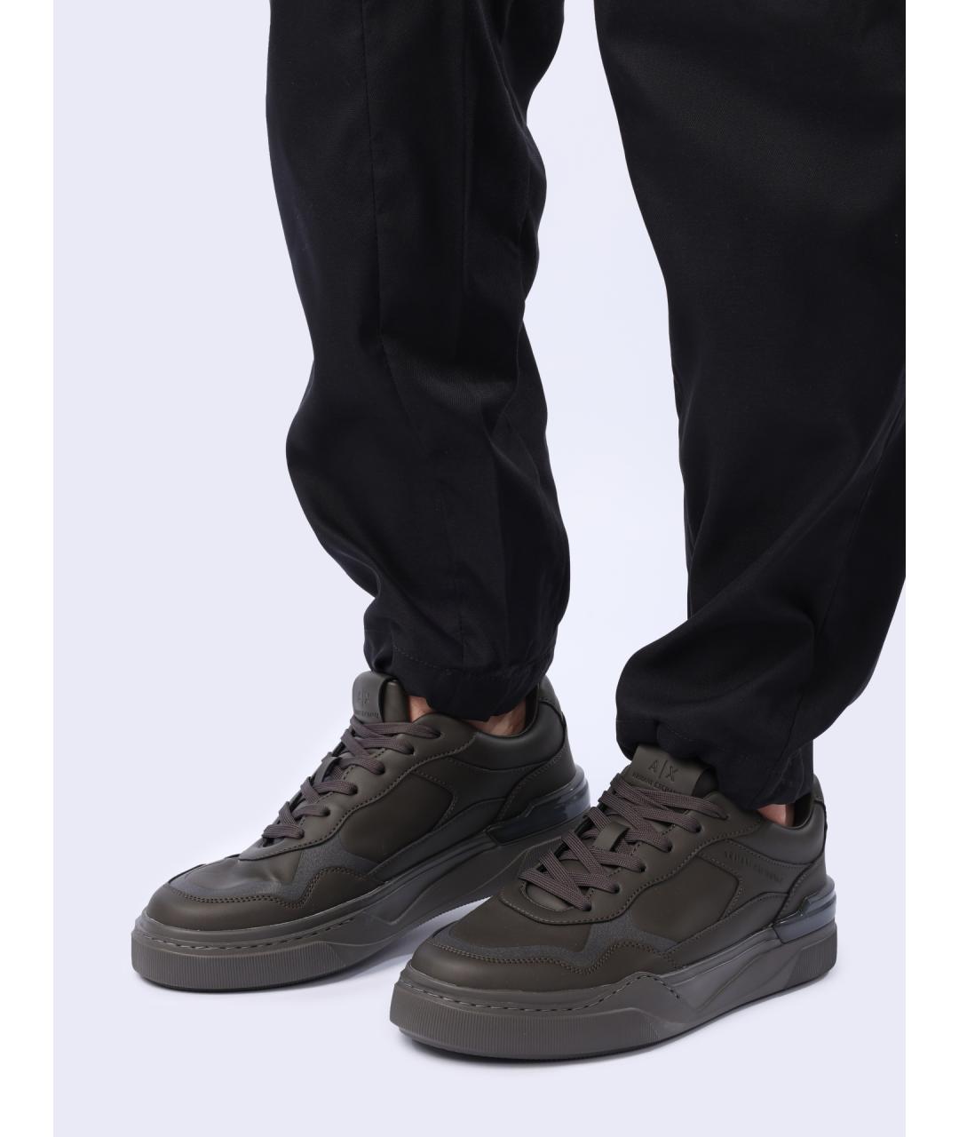 ARMANI EXCHANGE Хаки низкие кроссовки / кеды из искусственной кожи, фото 7