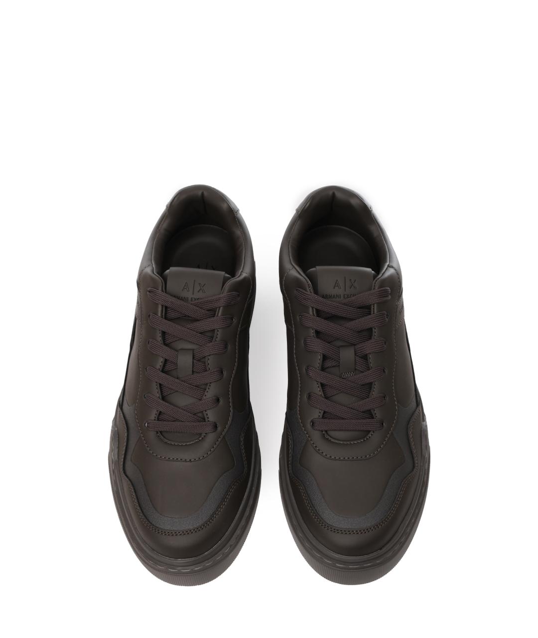 ARMANI EXCHANGE Хаки низкие кроссовки / кеды из искусственной кожи, фото 5