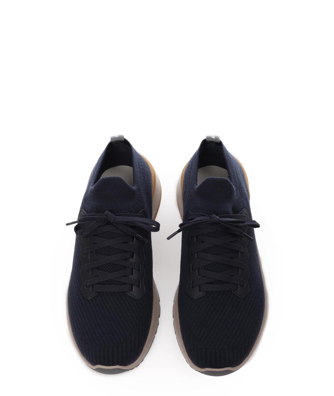 BRUNELLO CUCINELLI Синие текстильные низкие кроссовки / кеды, фото 5