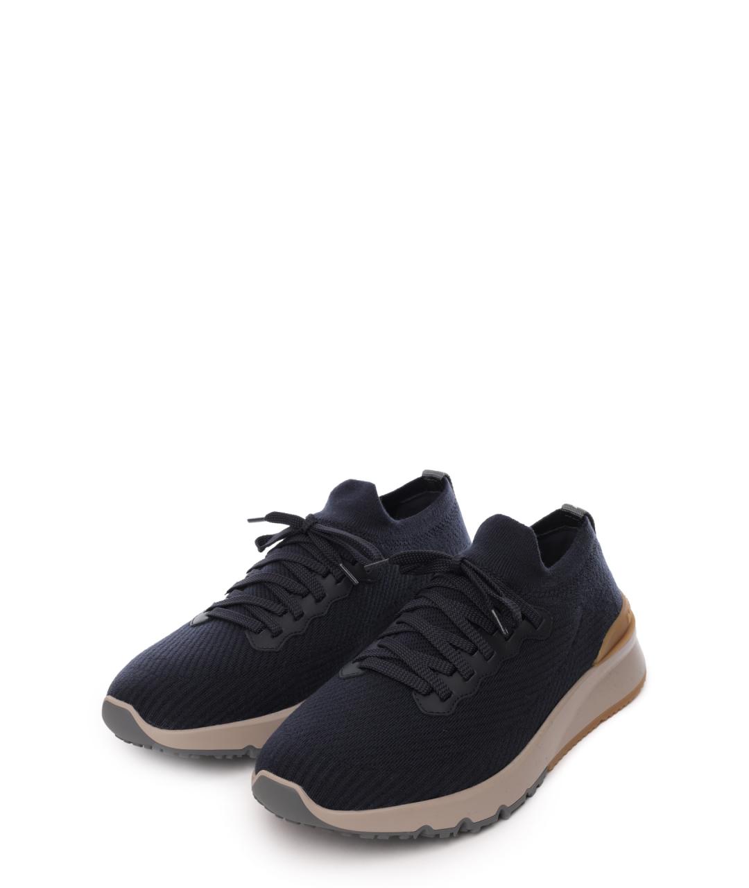 BRUNELLO CUCINELLI Синие текстильные низкие кроссовки / кеды, фото 2