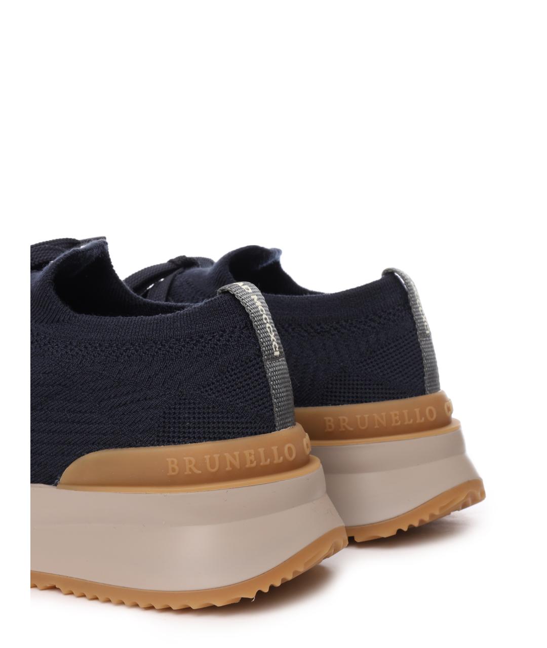 BRUNELLO CUCINELLI Синие текстильные низкие кроссовки / кеды, фото 6