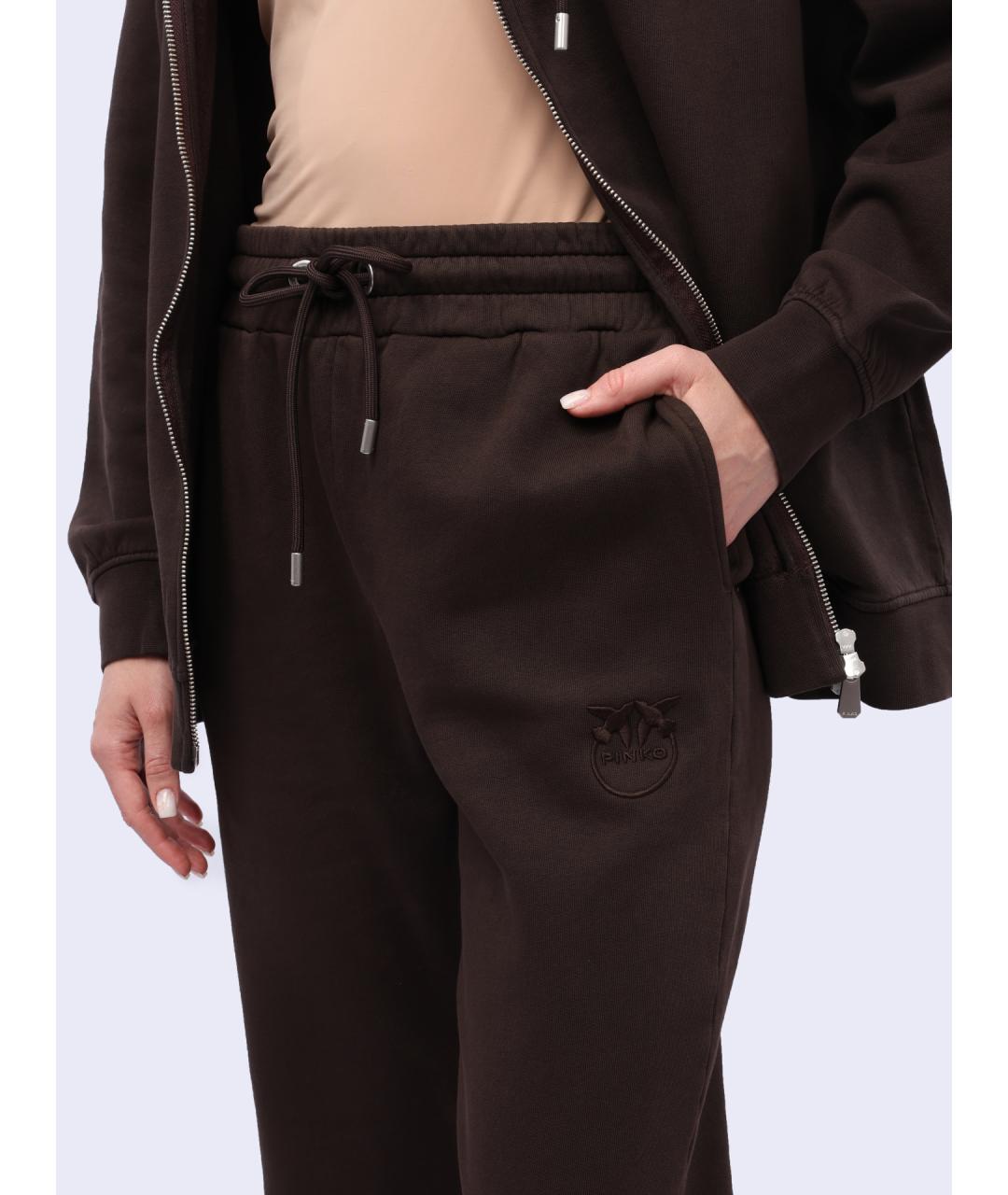 PINKO Коричневые хлопковые спортивные брюки и шорты, фото 3