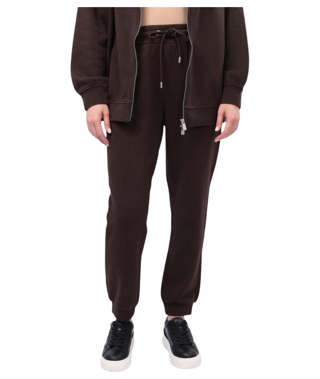 PINKO Коричневые хлопковые спортивные брюки и шорты, фото 1