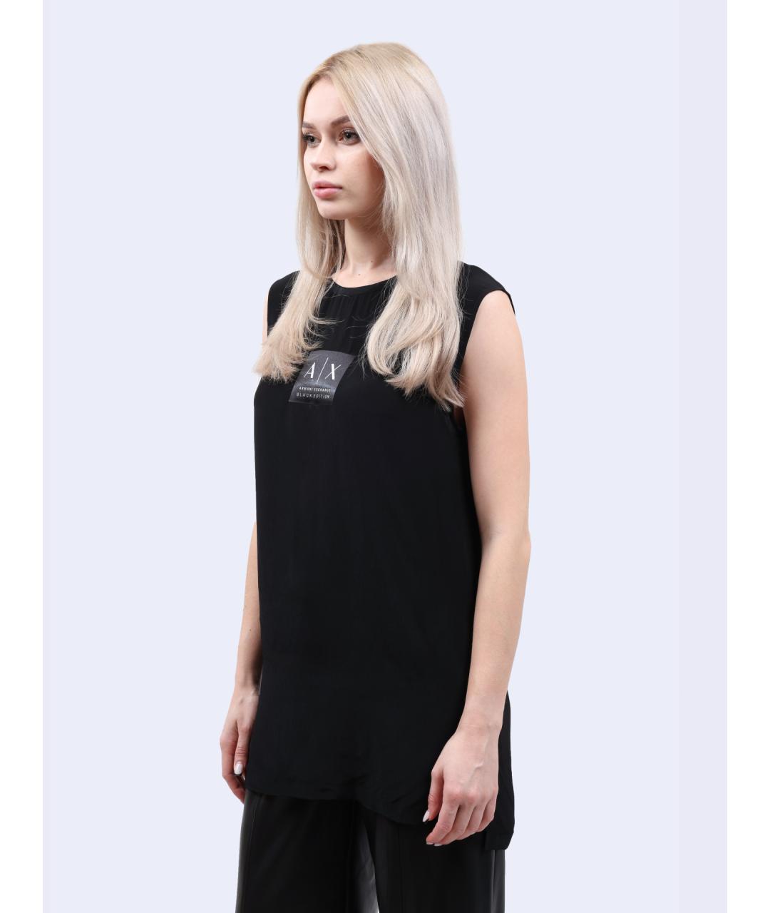 ARMANI EXCHANGE Черная вискозная майка, фото 3