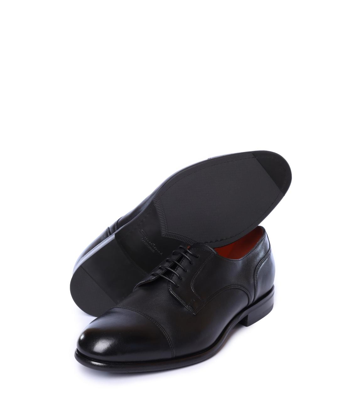 SANTONI Черные кожаные туфли, фото 4