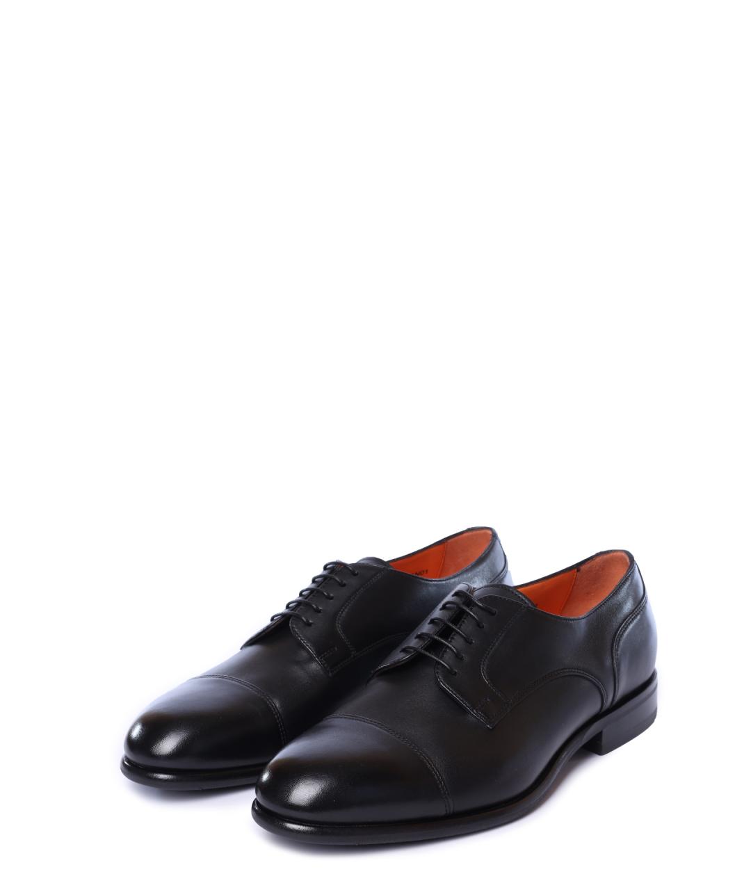 SANTONI Черные кожаные туфли, фото 2