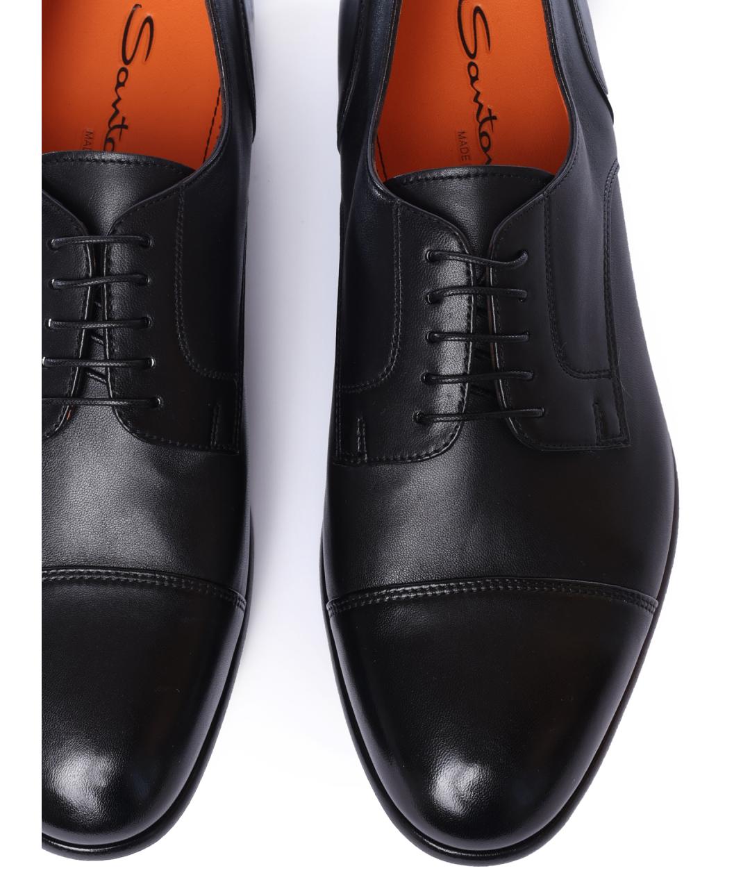 SANTONI Черные кожаные туфли, фото 6