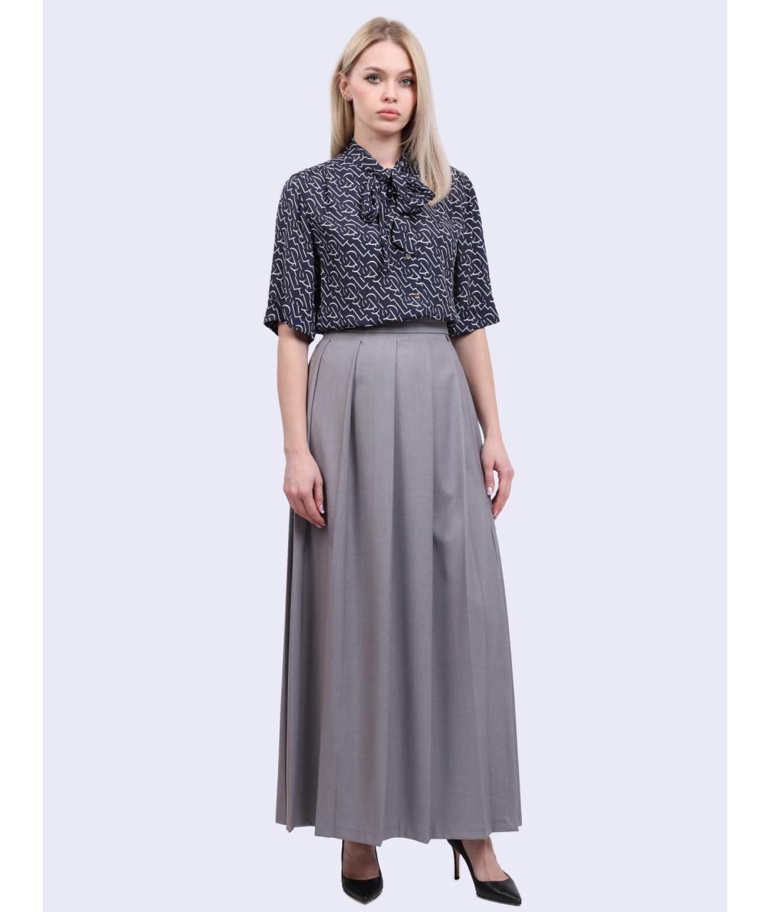 LIU JO Серая полиэстеровая юбка макси, фото 2