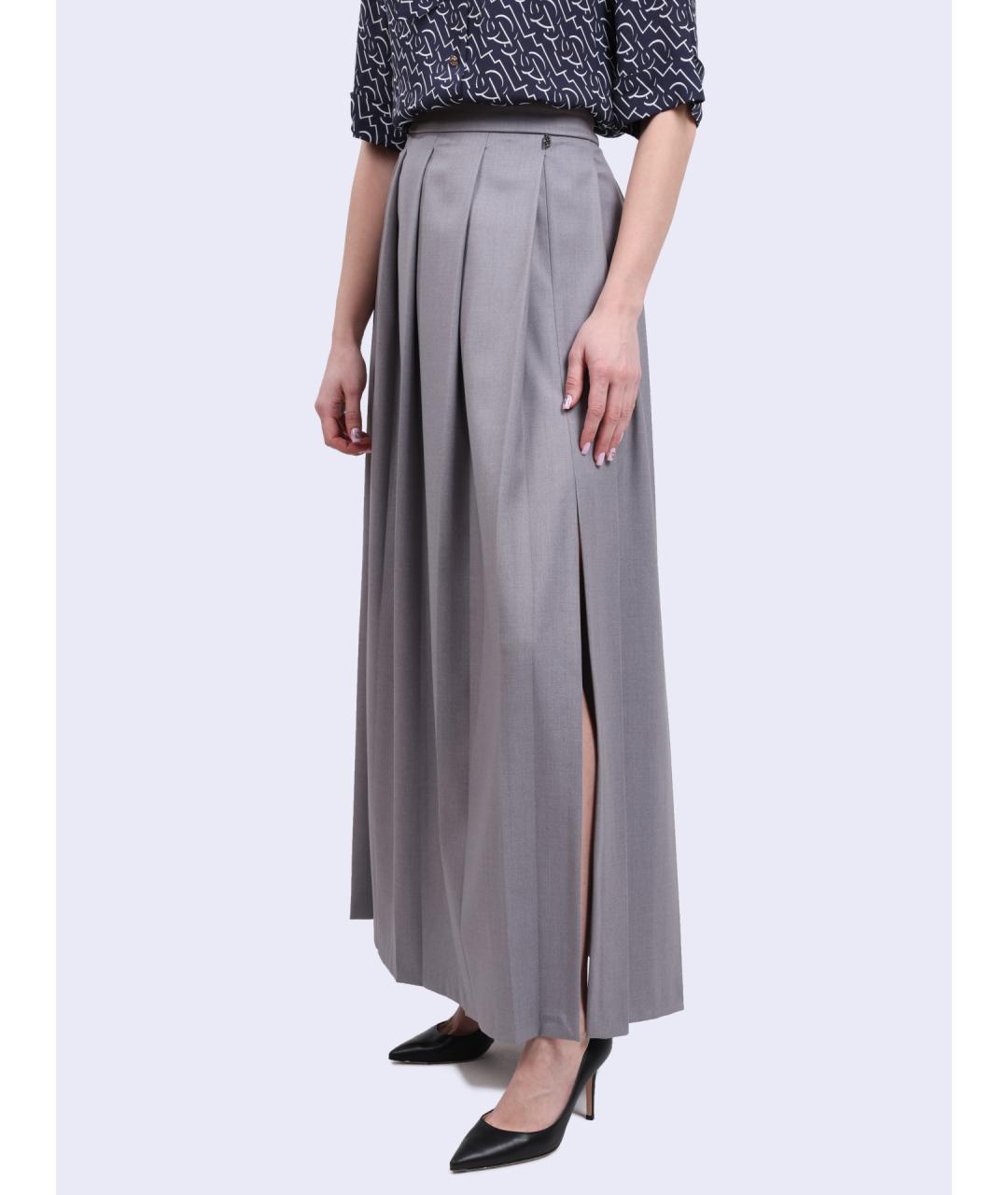 LIU JO Серая полиэстеровая юбка макси, фото 3