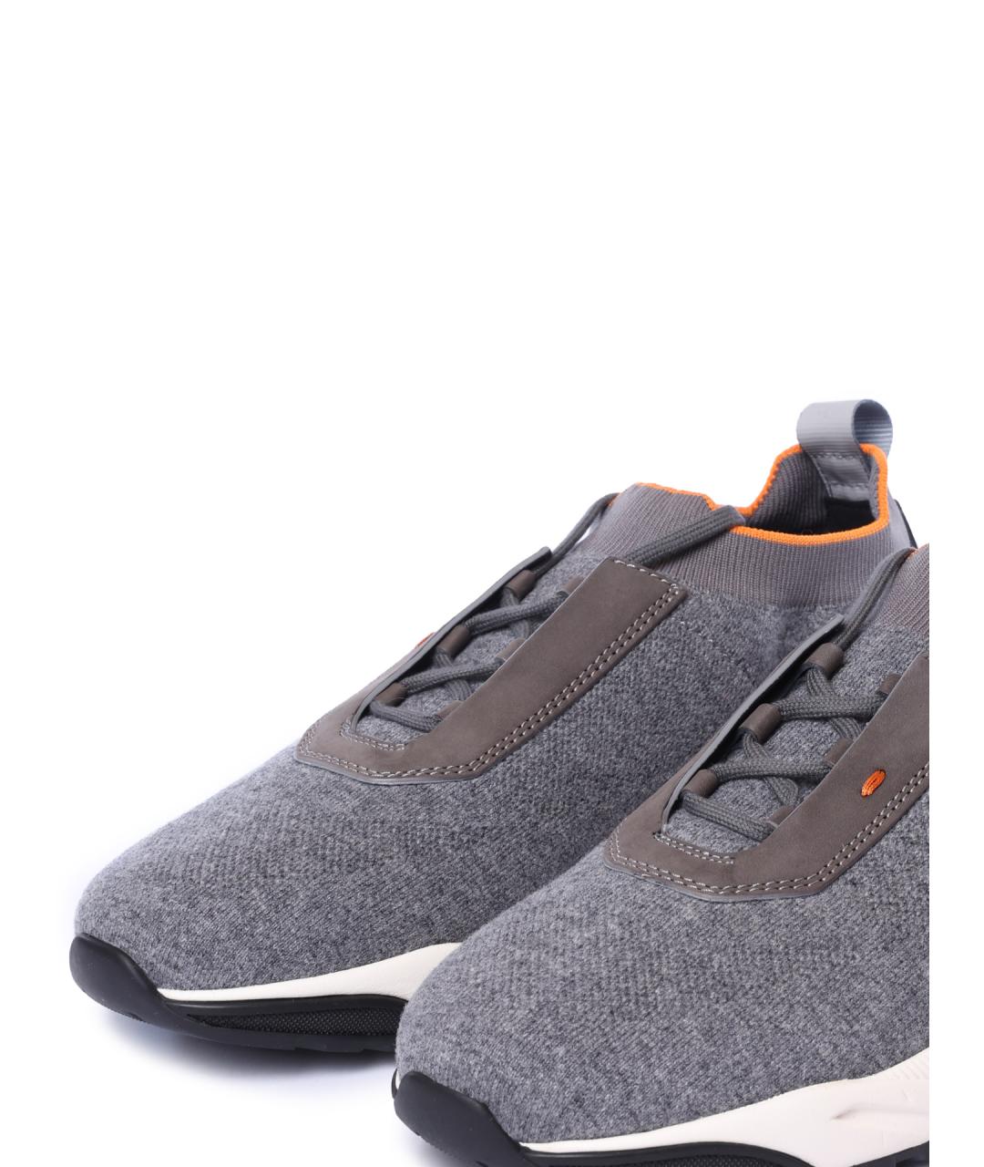 SANTONI Серые текстильные низкие кроссовки / кеды, фото 6