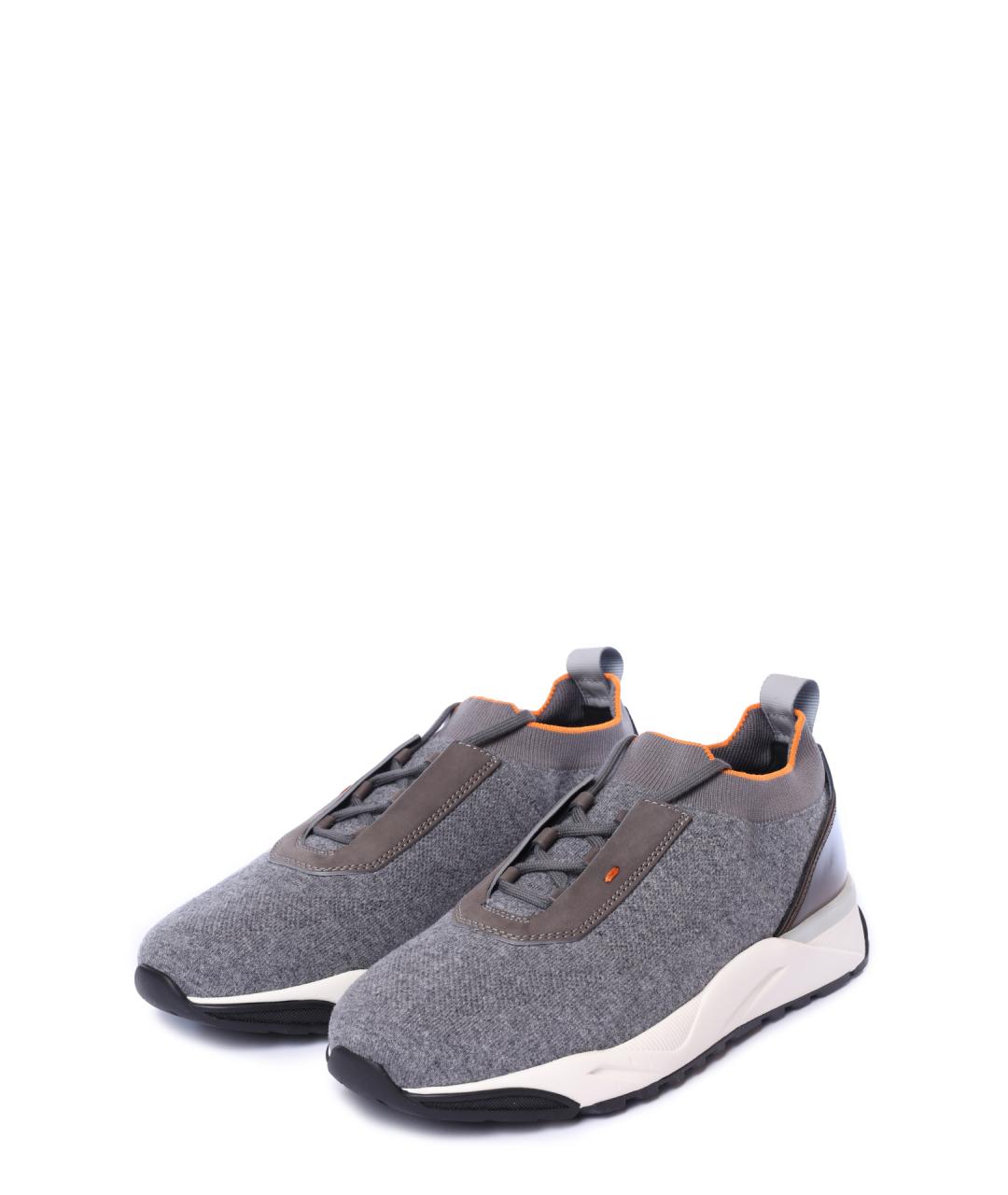 SANTONI Серые текстильные низкие кроссовки / кеды, фото 2