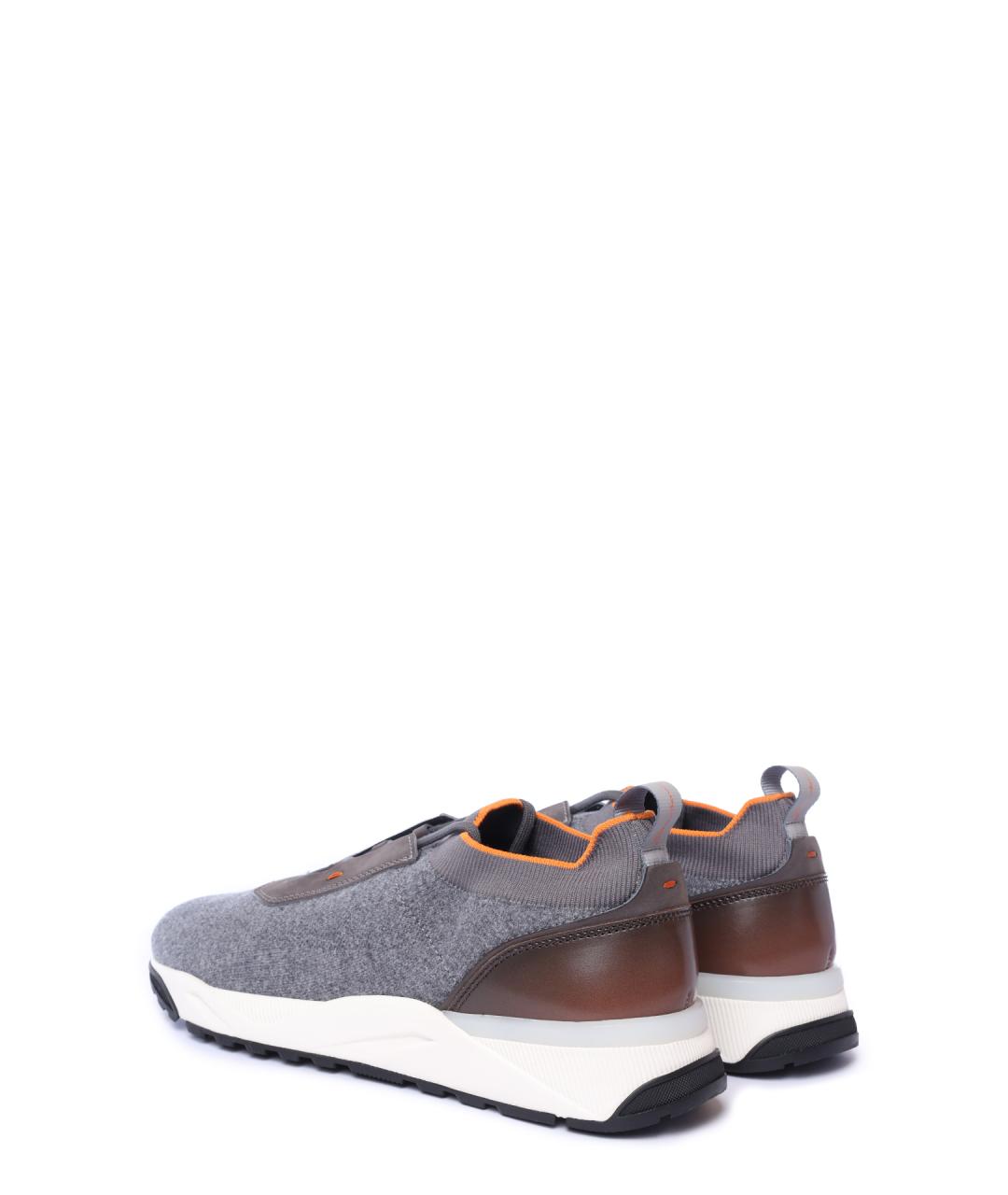 SANTONI Серые текстильные низкие кроссовки / кеды, фото 3