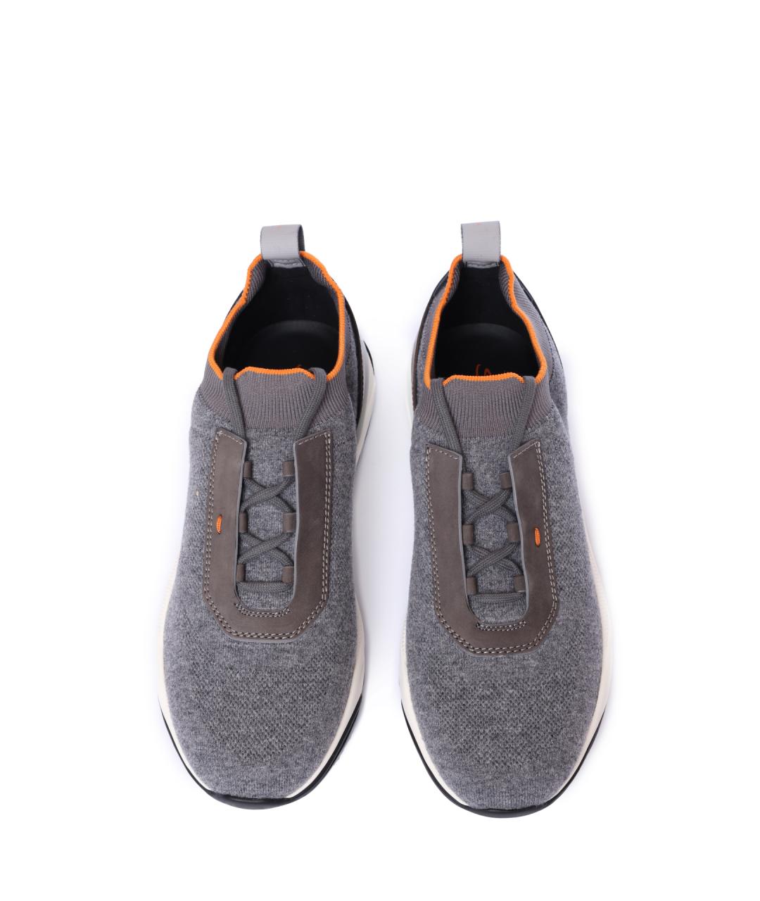 SANTONI Серые текстильные низкие кроссовки / кеды, фото 5