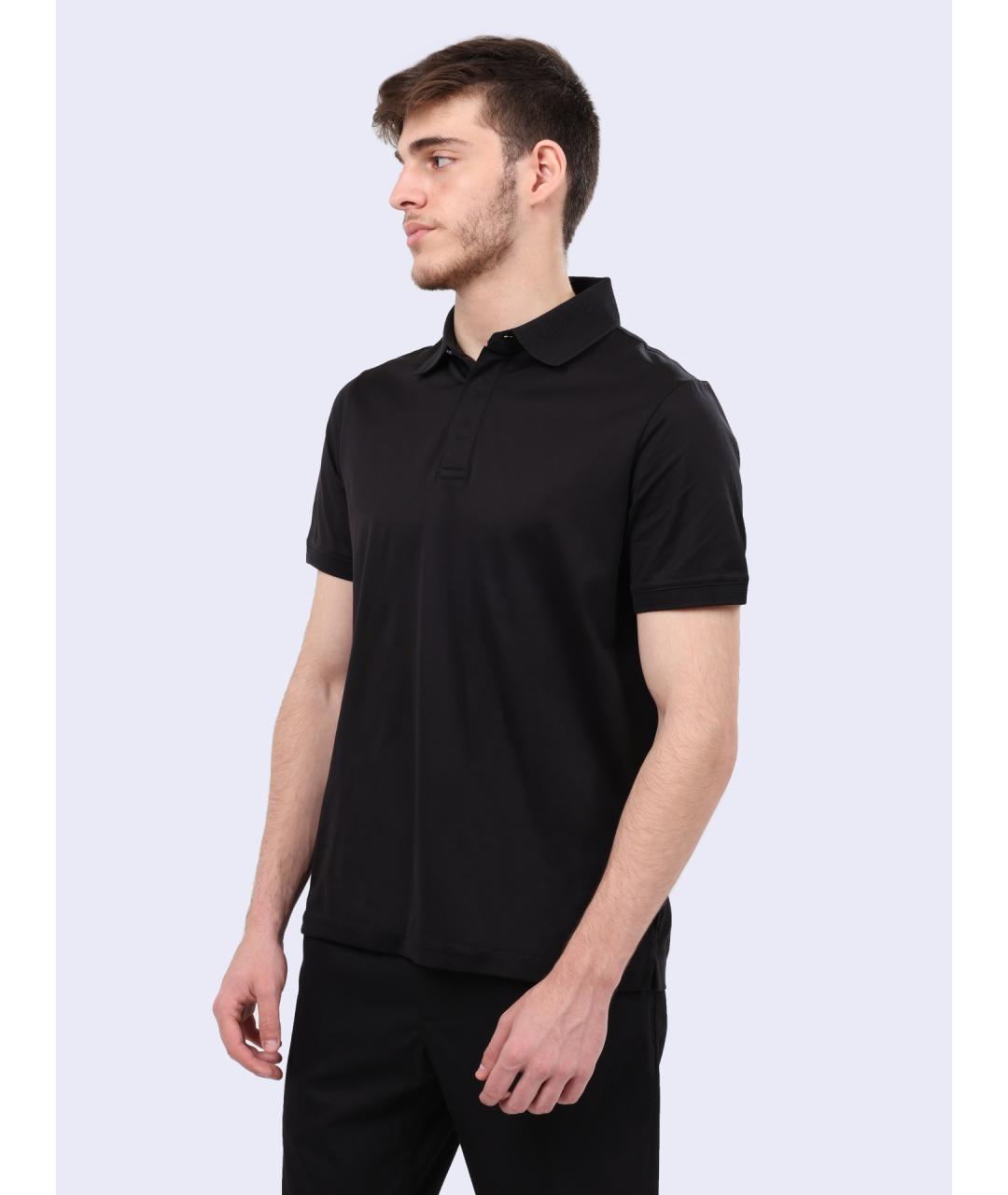 CALVIN KLEIN Черное хлопковое поло с коротким рукавом, фото 3