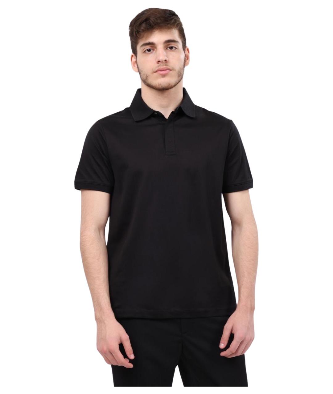 CALVIN KLEIN Черное хлопковое поло с коротким рукавом, фото 1