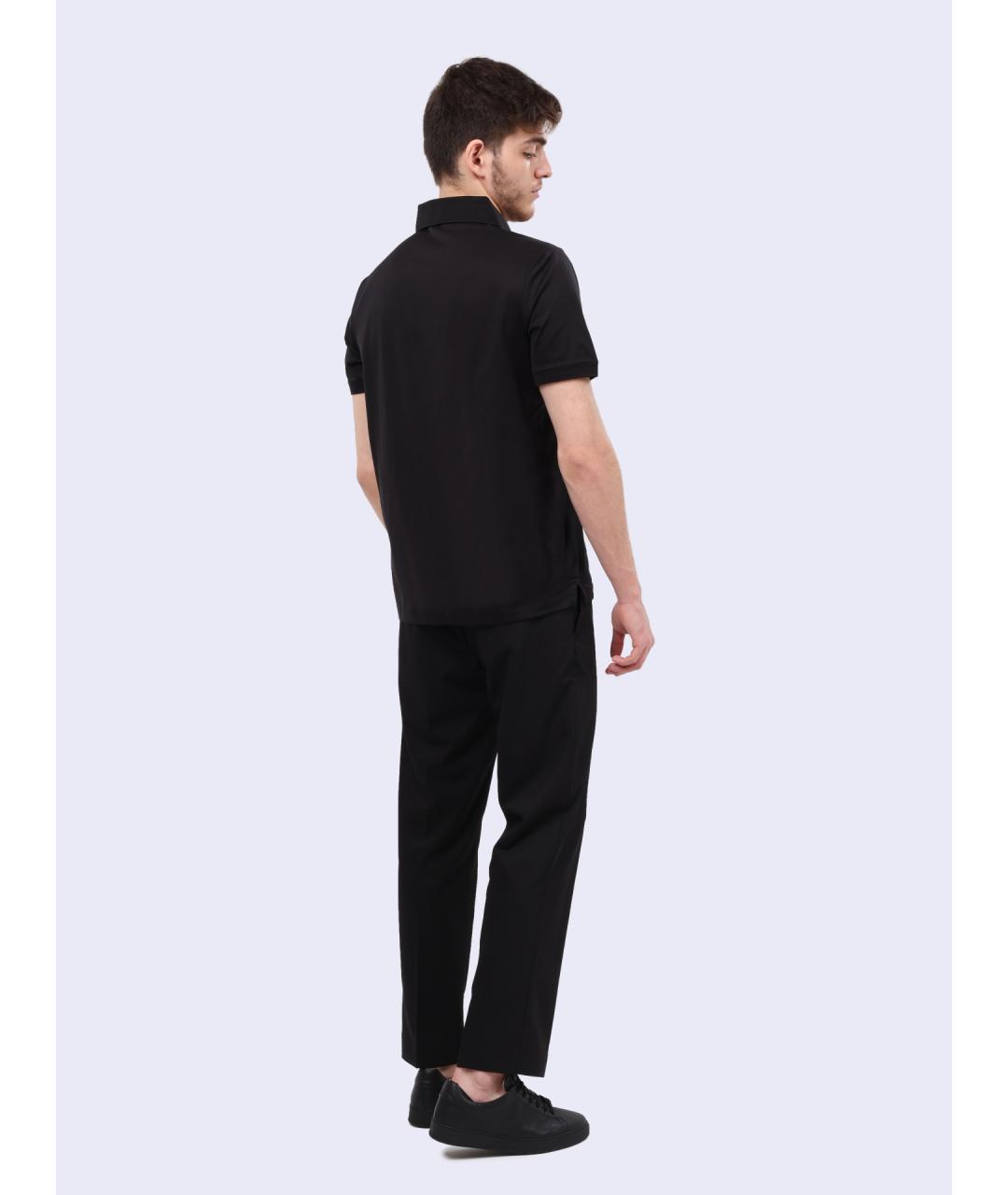 CALVIN KLEIN Черное хлопковое поло с коротким рукавом, фото 4