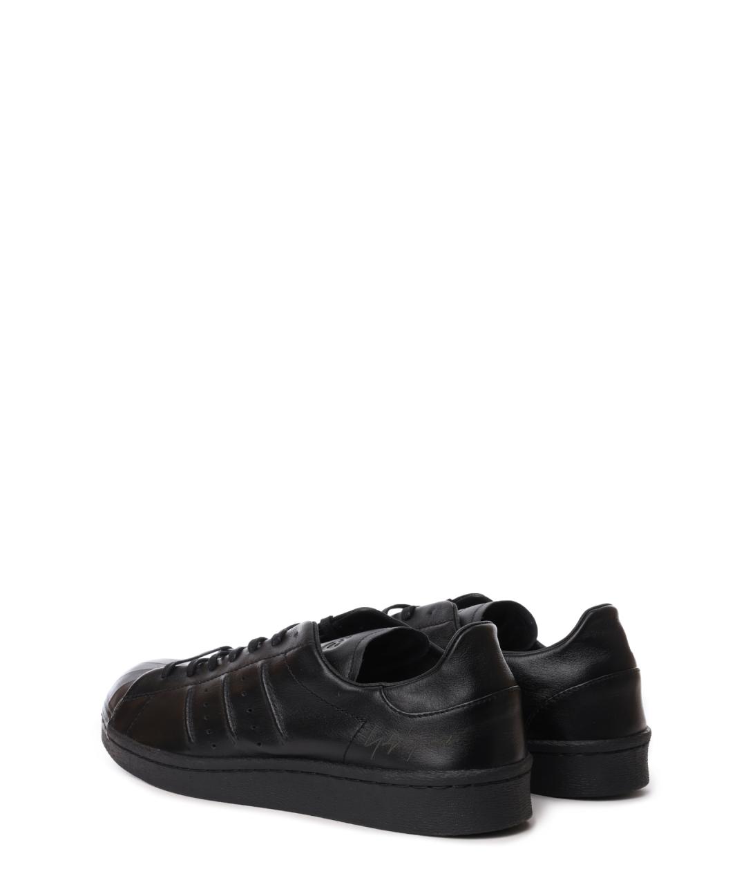 Y-3 Черные кожаные низкие кроссовки / кеды, фото 3